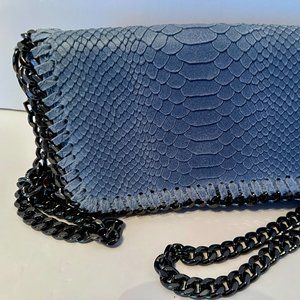 Snake Skin Light Blue Crossbody with Chain